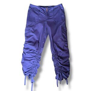 I.AM.GIA Womens Ryder Cargo Pant Sz Large Purple Ruched Straight Leg Slouchy